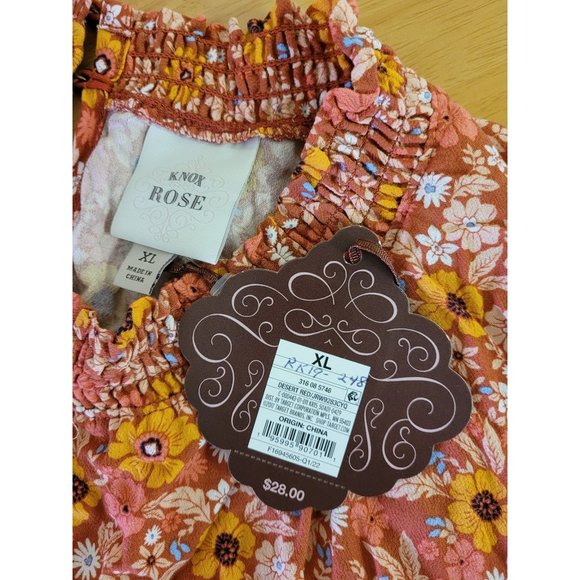 Women's Short Sleeve Top Knox Rose Desert Red Keyhole Size XL - Picture 4 of 8